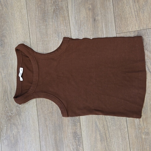 Mango Chocolate Brown Ribbed High Neck Tank Top - Picture 6 of 6